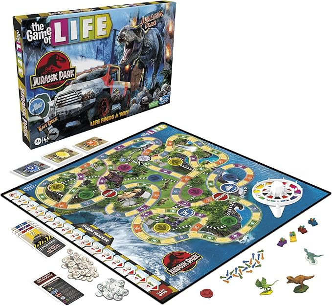 Hasbro Gaming The Game of Life Jurassic Park Edition, Family Board Game for Kids Ages 8 and Up, Inspired by The Original Hit Movie