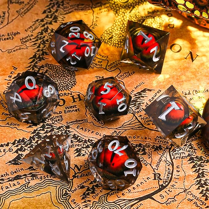 Sharp Edge Dice Set,Liquid Core Dragon Eye Dice for RPG DND Role Playing Table Games