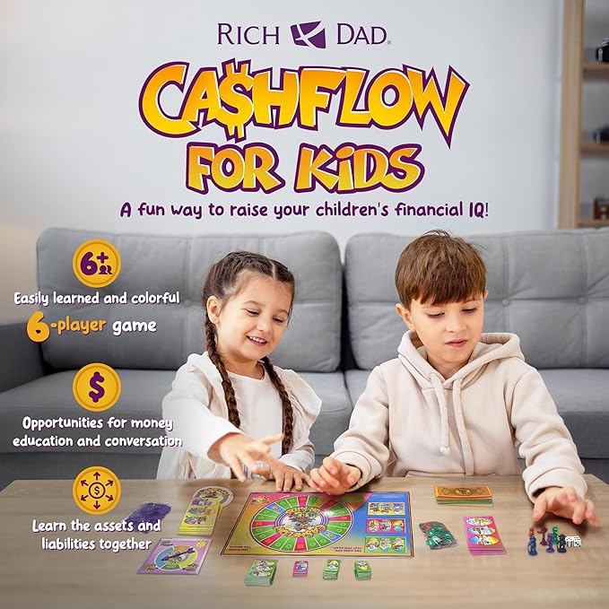 Rich Dad Cashflow Board Game for Kids, Children's Edition, Up to 6 Players, Ages 6+