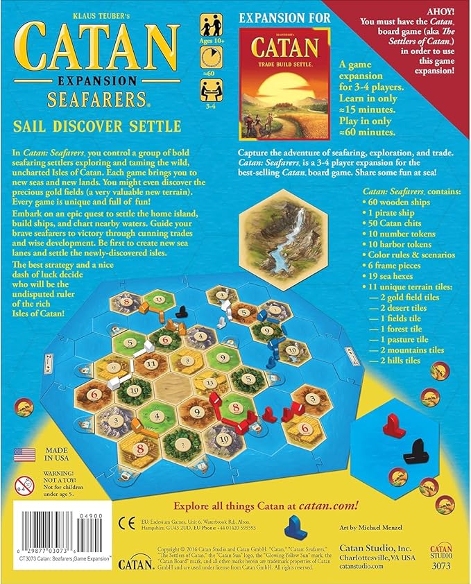 CATAN Seafarers Board Game Expansion - Explore, Settle, and Conquer New Isles! Strategy Game, Family Game for Kids and Adults, Ages 10+, 3-4 Players, 60 Minute Playtime, Made by CATAN Studio