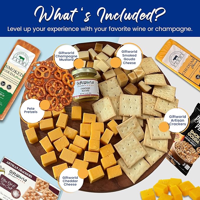 Cheese Gift Baskets Assortment Bundle with 5 items - Gourmet Food Gifts for Men and Women, Food for Charcuterie Board, Cheese Sampler for Corporate and Family Occasions