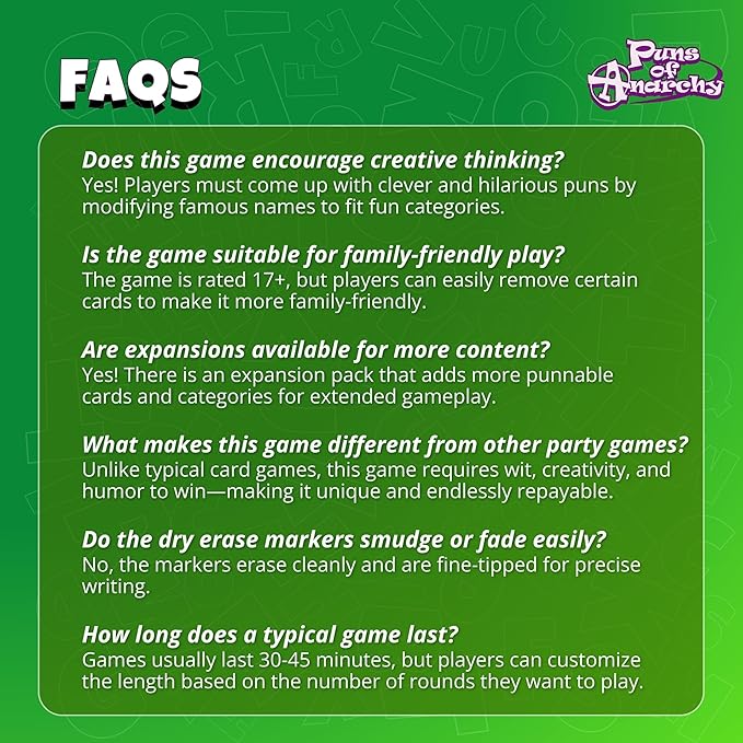 Puns of Anarchy - The Outrageous Pun-Making Game - No Bands, Movies, or Famous Things are Safe from Becoming Hilarious Wordplay Game for Creative People