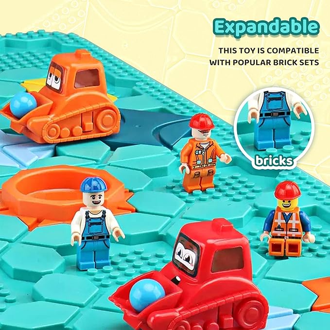 Stem Toys Board Games for Kids Ages 4-8 Montessori Building 3 4 5 Year Old Smart BrainTeasers Puzzle (Logical Road Builder)