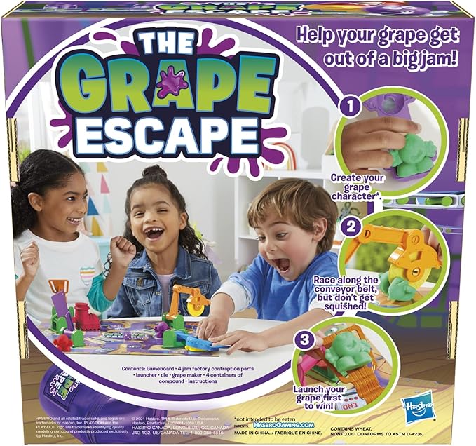 Hasbro Gaming Grape Escape Board Game for Kids Ages 5 and Up, Fun Family Game with Modeling Compound