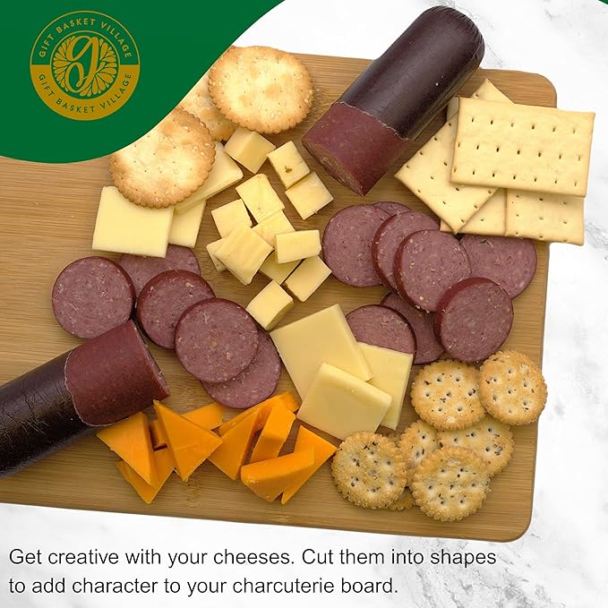 Gift Basket Village Classic Meat and Cheddar Cheese Gift Box - Gourmet Birthday Gifts for Men, Charcuterie Boards, Premium Artisanal Selection for Meat Lovers, Ideal for Holiday & Corporate