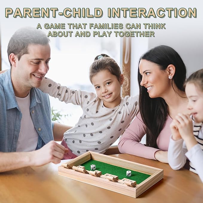 Shut The Box dice Game,Wooden Board Games 2-Person Competitive, Traditional bar, Travel, Family, Fun Math(Battle Version)