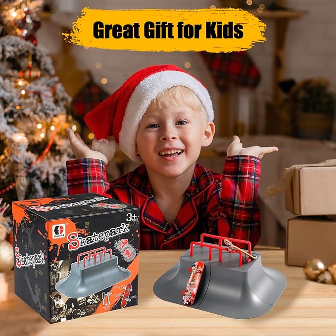 Finger Skateboard Park,Fingerboard Skate Park Kit with 2 Fingerboards and 7 Skatepark Ramps for Boys or Girls Gift,Skateboard Toys Christmas Birthday Gift for Kids(7 in 1)