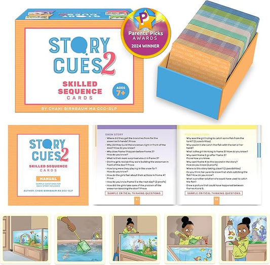 Story Cues 2- Sequencing Cards, Speech Therapy Materials, Social Skills Game, English Language Learners, Storytelling, Sentence Building
