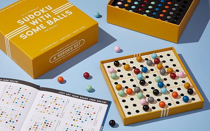 Brass Monkey Sudoku with Some Balls Sudoku Game Set from Sudoku with a Twist, Perfect for Traveling, 7.8" Square, Unique Design, Makes a Great Gift