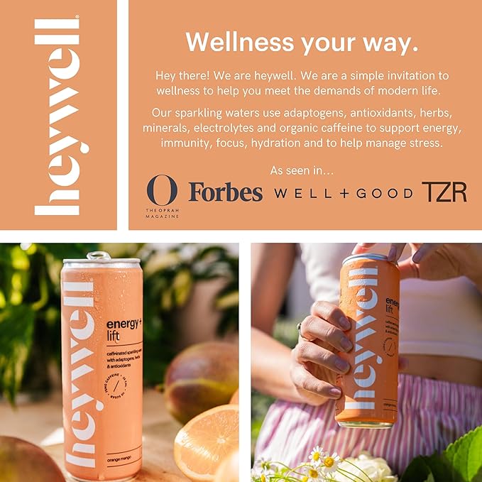 Heywell Sparkling Adaptogenic, Lift Variety Pack, 12 Fluid Ounce (Pack of 12) - Organic, Non GMO, Vegan, Gluten Free, Dairy Free