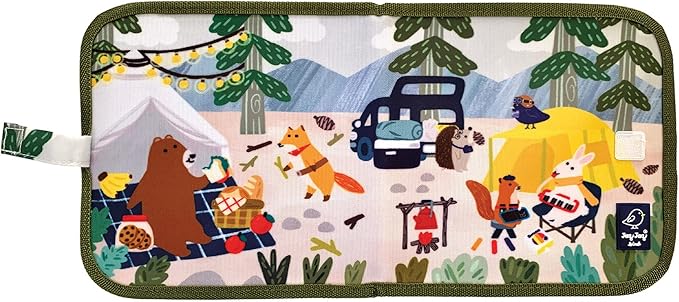 JJB & Friends Camping Doodle It and Go Activity Book | Erasable and Reusable Chalk Board Book | for Drawing and Creative Play | Portable & Mess-Free | Includes Dust-Free Chalk