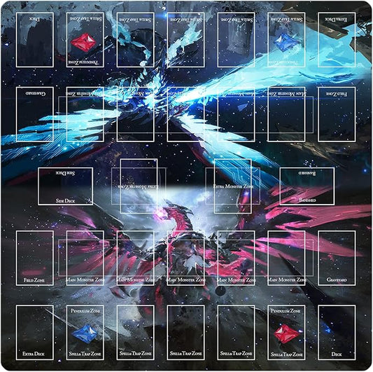 Card Rubber Mat - 2 Player, Square playmat for Gamer 60x60cm/23.6x23.6inch