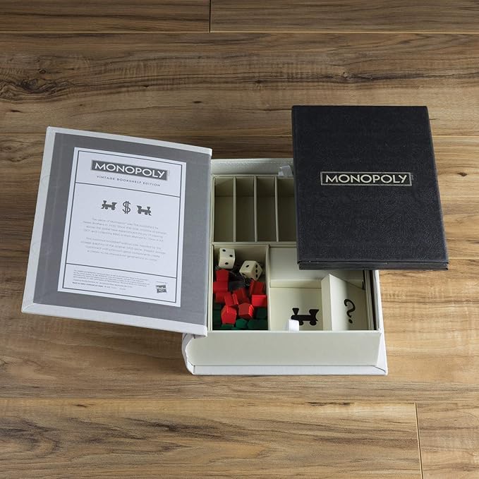 WS Game Company Scrabble, Monopoly, and Clue Vintage Board Games Bookshelf Collection For 2-6 Players, Ages 8+