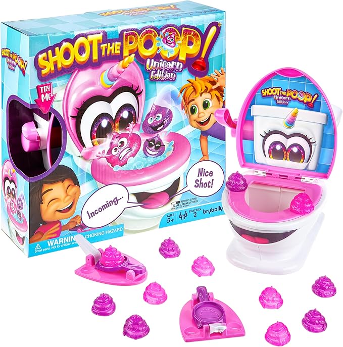 Brybelly Shoot The Poop Unicorn Edition - Sparkly Glitter Poops and All-New Voicelines - Funny Family Game