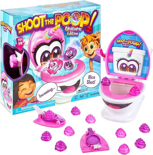 Brybelly Shoot The Poop Unicorn Edition - Sparkly Glitter Poops and All-New Voicelines - Funny Family Game