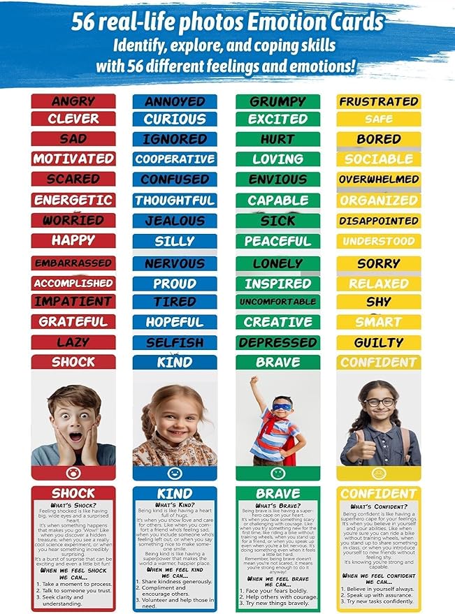 Garybank Social Emotional Learning Therapy Games for Kids, w/56 Emotion Cards, Connect 4 Coping Skills Activities, Emotional Regulation Therapist Games, School Counselor Office Must Haves