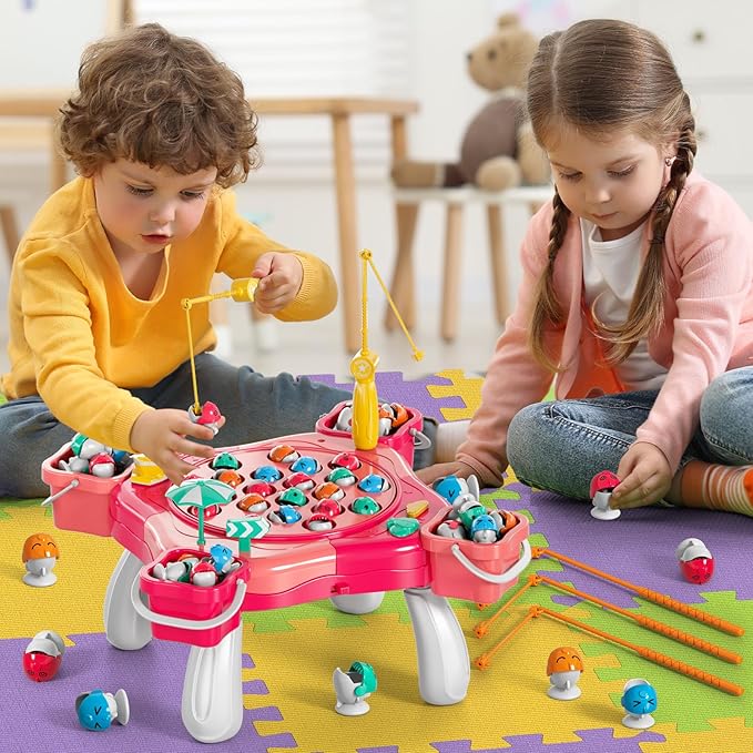 Magnetic Fishing Game for Kids Toddlers 3-5, 70 pcs Fishing Toys for Kids Toddlers 3-5, Fishing Table Toys Board Game Birthday Gifts for 3 4 5 6 7 8 Years Old Kids Toddlers