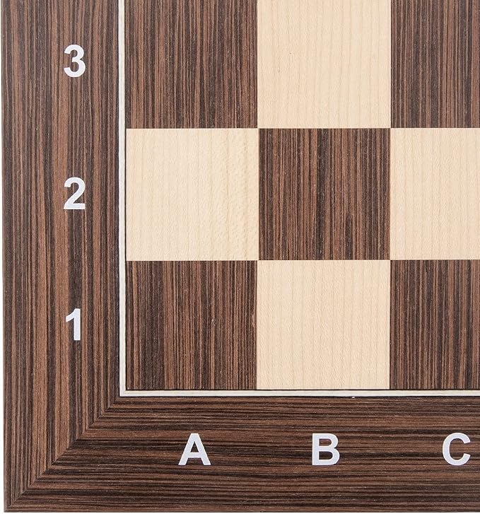 Woodronic 16" Chess Board, Cassia Siamea and Maple Wooden Tournament Chessboard with 1.6" Squares, Ideal Gifts for Professional Chess Players