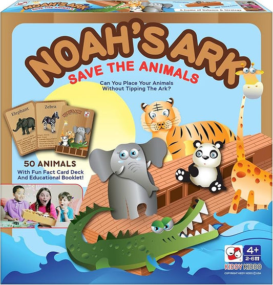 Noah's Ark Toy, Balancing Game Religious Stacking Educational Board Game with Animal Toy, 50 Animals