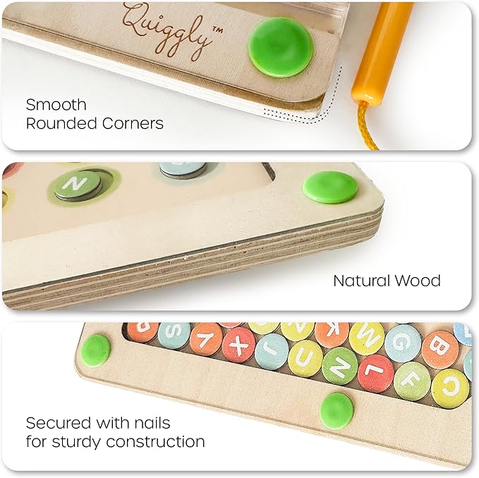 Quiggly Magnetic Alphabet and Color Maze - Montessori Magnet Puzzle for Toddlers 3-4, ABC Learning Toy for Kids Ages 3-5, Educational Travel Toy for Car and Airplanes (Uppercase, QMAMP01)