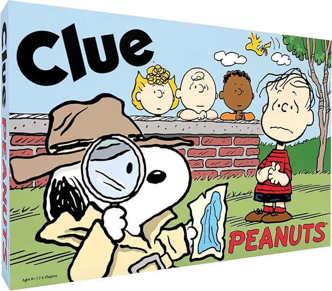 CLUE: Peanuts Board Game, Solve The Mystery of Linus's Missing Blanket with Charlie Brown, Snoopy, & Friends, Explore Iconic Locations Like Lucy’s Booth & Charlie’s House, Officially Licensed Game