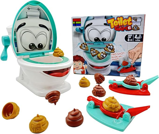 Poop Shoot Toilet Game, Funny Poop Family Board Game for Kids and Adults, Includes 12 Poop Toys, 2 Launchers and A Sticker, Gift for 4+ Year Olds Kids