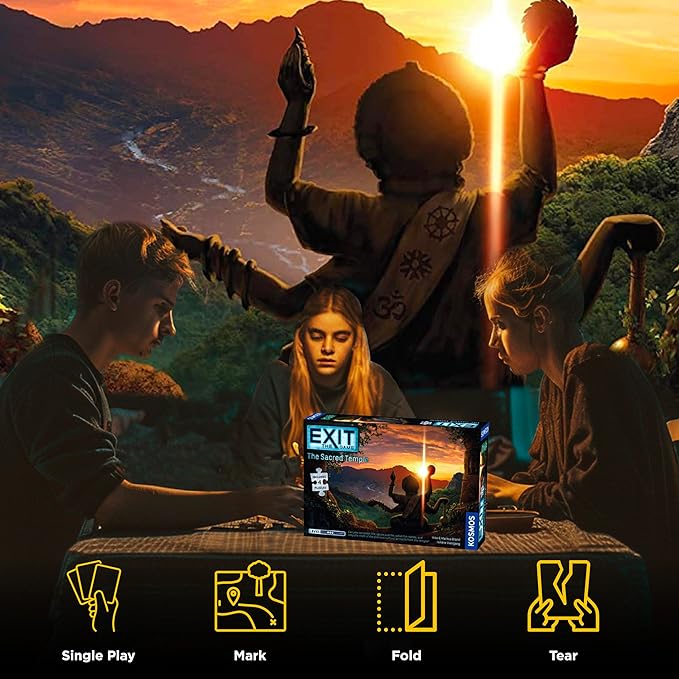 Exit: The Sacred Temple (with Jigsaw Puzzles) | Exit: The Game - A Kosmos Game | Family-Friendly, Jigsaw Puzzle-Based at-Home Escape Room Experience for 1 to 4 Players, Ages 10+