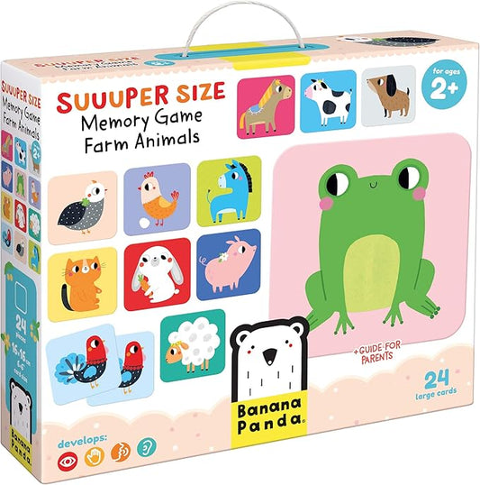 Banana Panda Suuuper Size Memory Game - Farm Animals - Classic Toddler Game Includes 24 Extra-Large Cards - Play Matching Games or Use as Flashcards, for Toddlers and Little Kids Ages 2-4 Years