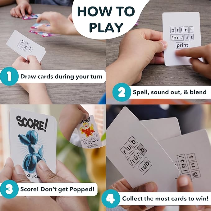 Popped! Learning Resources and Fun Card Game - Learn Reading Skills in Weeks - Exciting Word Game for Kids Ages 4-9 - Teacher & Classroom Must Haves for Preschool, Kindergarten, 1st - 3rd Grade