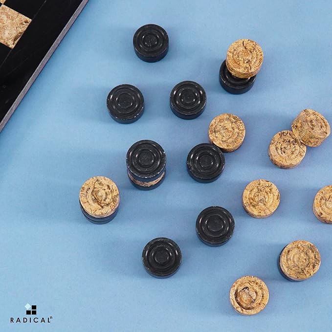 Radicaln Marble Checker Figures 1.25'' Inches Black and Coral Handmade Outdoor Board Game Draughts Checker Pieces Travel Chess Set Classic Board Game Checkers Outdoor Games