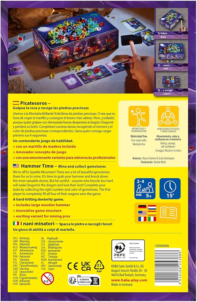 HABA Hammer Time: A Fun Kids Treasure Hunt Board Game, Family Party Game with Gems & Strategy for Ages 5+
