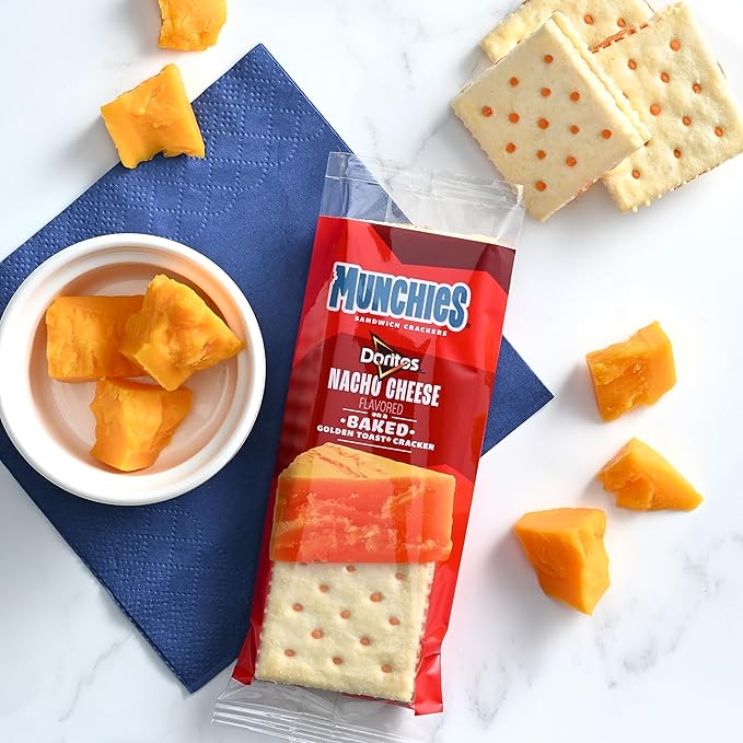 Munchies Baked Sandwich Crackers Variety Pack, Doritos Nacho Cheese and Doritos Jalapeno Cheddar, 1.38 Oz sleeves (Pack of 64)