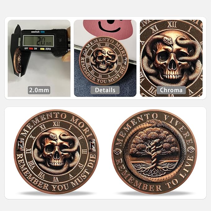 Memento Mori Coin Momento Mori Coin Skull Coin Stoic Gifts Memento Mori Calendar Living Memento Mori Amor Fati Coin (Snake Tree Skeleton)