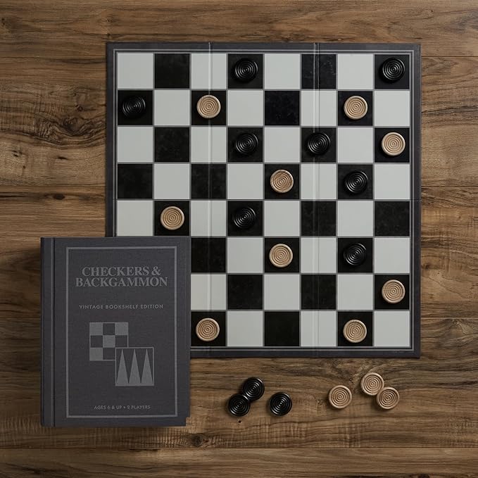 WS Game Company Checkers and Backgammon Vintage Bookshelf Edition