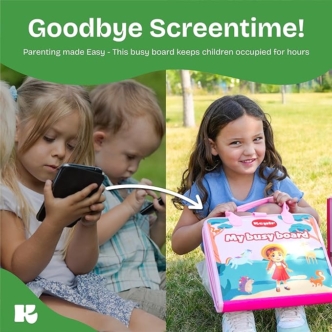 Toddler Busy Board Montessori Toys for Toddlers 1-3 Year Old Educational Activity Book Board Sensory Travel Toys Ages 2-4 Preschool Learning Fine Motor Skills Toy Quiet Book Gift for Kids