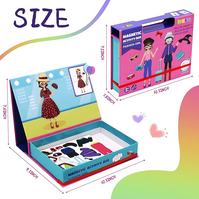 Magnetic Paper Dolls for Girls ages 4-7 - 71 PC Fashion Girl Magnetic Dress Up Dolls Kits & Preschool Toddler Learning Activities, Travel-Friendly STEM Toy, Fun Fridge Magnets for Toddlers 3-12