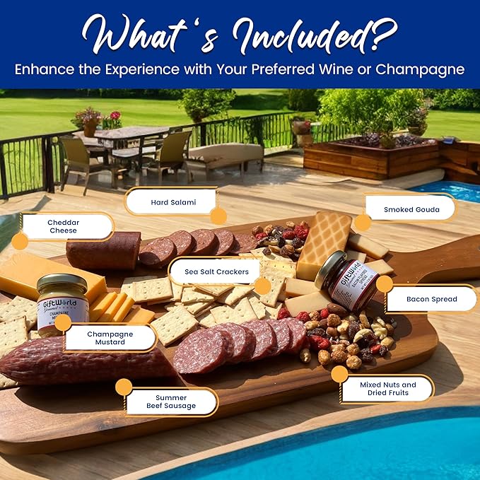 GiftWorld Beef Summer Sausage Charcuterie Cheese Gifts Basket, Charcuterie Food Items, Meat and Cheese Gift Baskets, Food Gifts for Men and Women, Meat Sampler For Men, Business, Fathers Day