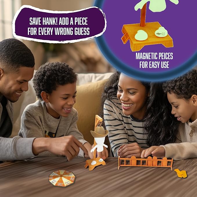 Fotorama Hankman Glow, Magnetic Hangman Mystery Word Guessing Game for Kids & Families, Glow in The Dark Travel Game, Guess The Word Before Hank Falls