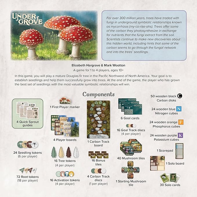 AEG Undergrove | Tile Placement and Pick-up and Deliver Board Game | Trade Nutrients with Fungi to Grow New Trees | 1-4 Players | Ages 10+