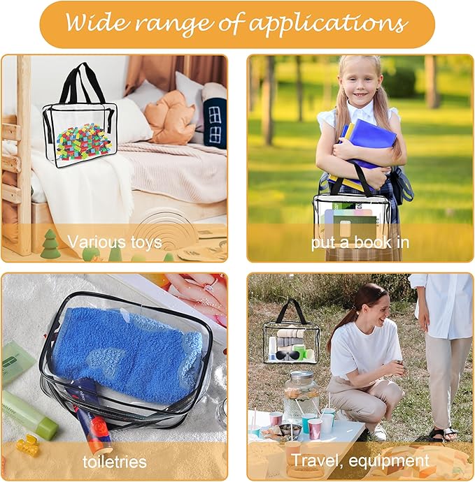 6 Packs Large Toy Storage Bags, Reusable Clear PVC Board Game Storage, Travel Waterproof Organizer Bags with Zipper for Toys,Books,Building Blocks,Puzzle