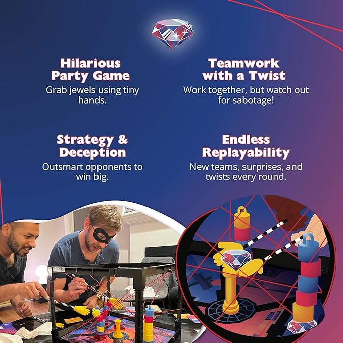 Tiny Laser Heist – Hilarious 3D Heist Game, Outsmart & Negotiate for The Loot, Fun Cooperative Board Game for Ages 12+, Perfect for Game Nights & Parties, 3-6 Players