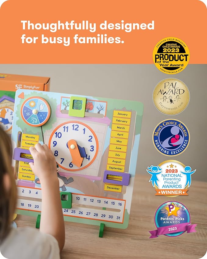 SimplyFun My Fun Day - an Engaging and Educational Activity Board- Learn About The Months, Days, Seasons and Telling Time - 1 to 2 Players - for Kids Ages 3 & Up