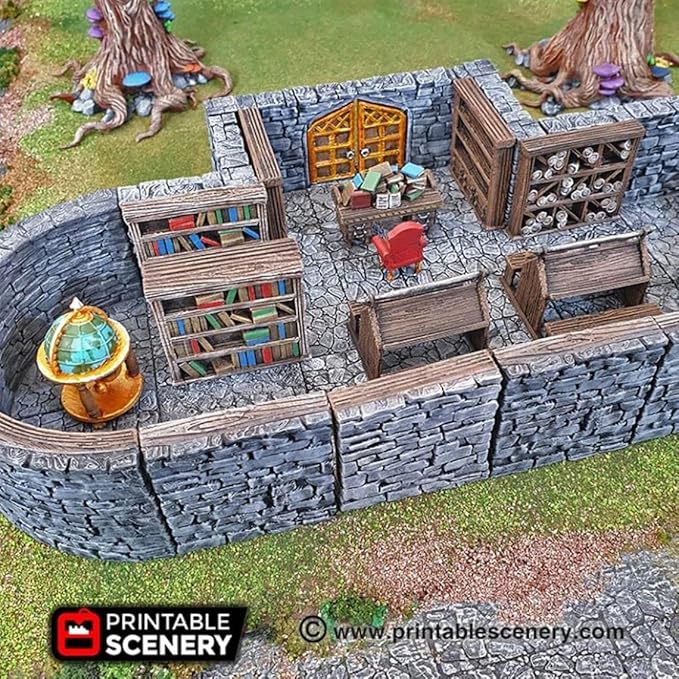 3DEGOS Library Furniture Set DND Terrain 28mm for Dungeons and Dragons, D&D, Pathfinder, Warhammer 40k, RPG, Miniatures, Age of Sigmar, Tabletop, D and D, Dungeons and Dragons Gifts