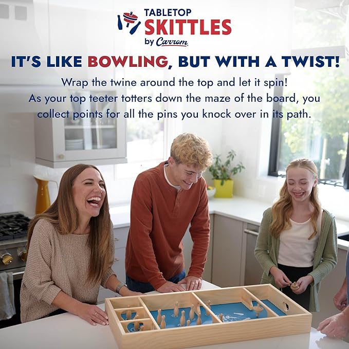 Carrom Skittles Game – Large Board Games for Adults & Children – Wooden Family Board Games for Family Night – Indoor and Outdoor Games for Family