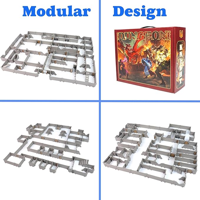 Knight Dungeon Set - Mini Dungeon Castle Cavern DND Terrain for Tabletop RPGs, Dungeons & Dragons, Pathfinder, War Gaming, and More! by DCD (200+pcs, 7sqft, 32rooms)