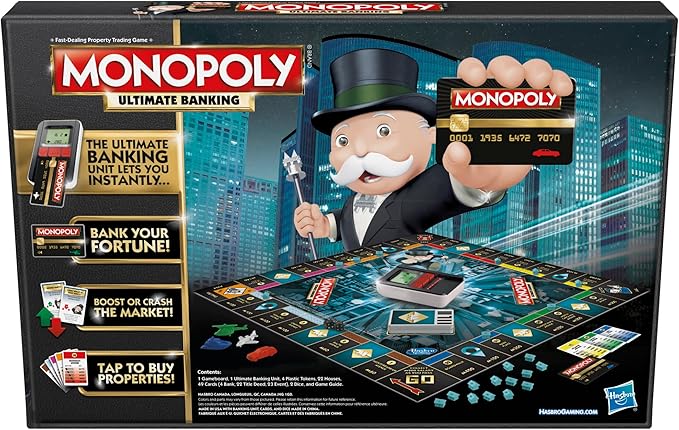 Hasbro Gaming Monopoly Ultimate Banking Edition Board Game for Families and Kids Ages 8 and Up, Electronic Banking Unit (Amazon Exclusive)