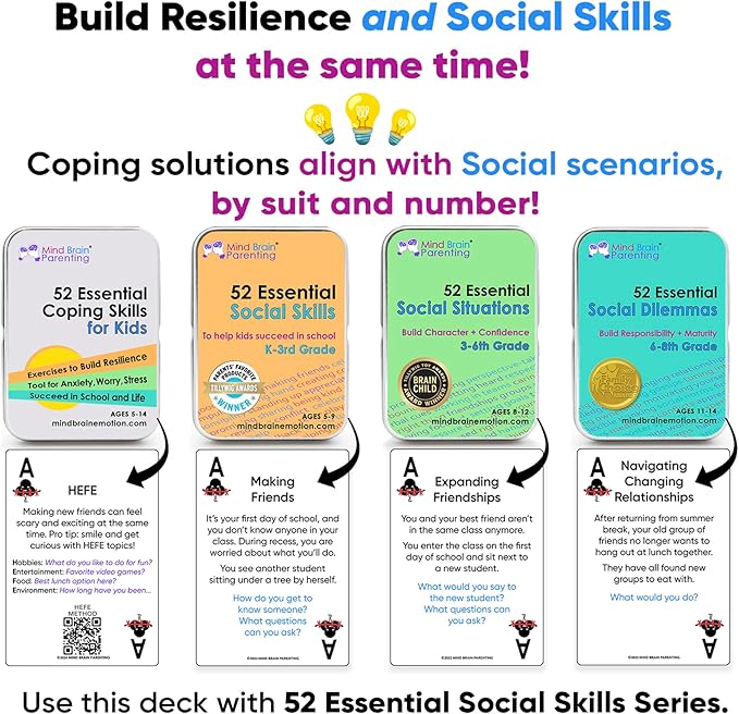 Mind Brain Emotion 52 Essential Social Skills Lessons & Teaching Tool Kit - Social Emotional Learning Activities for Parents, Teachers, School Counselor (Kindergarten, Elementary Kids)