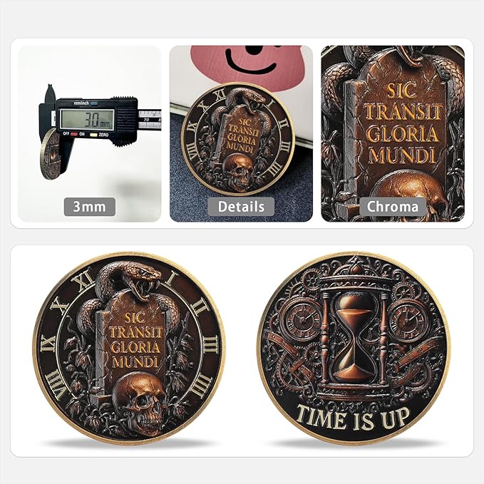 Memento Mori Coin Momento Mori Coin Skull Coin Stoic Gifts Memento Mori Calendar Living Memento Mori Amor Fati Coin (Gravestone Skull Snake)