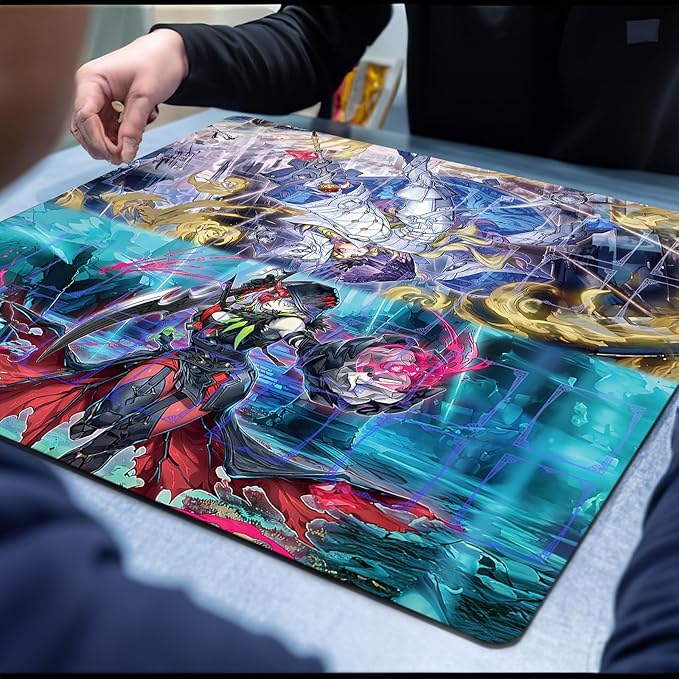 Card Rubber Mat - 2 Player, Square playmat for Gamer 60x60cm/23.6x23.6inch (doublemat21)