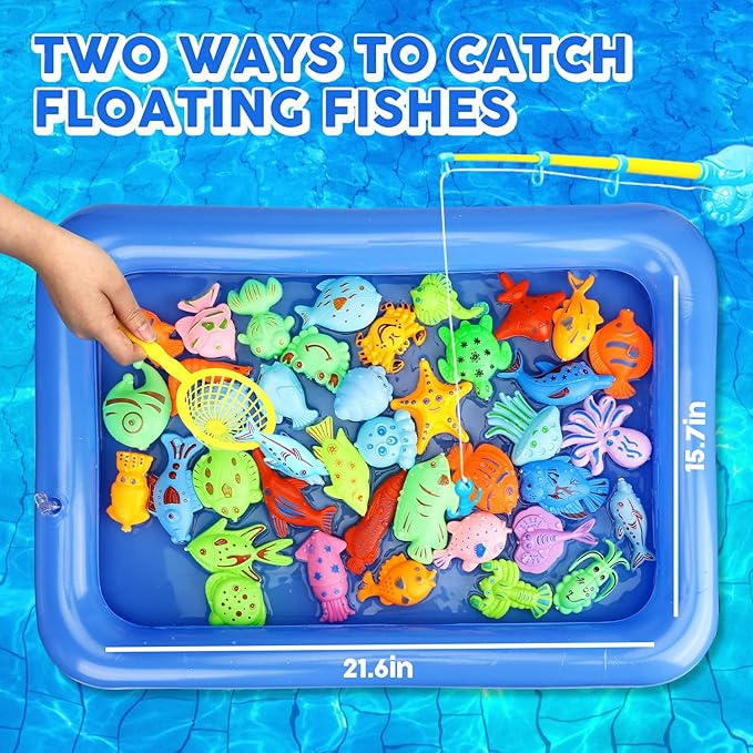 TOY Life 2-Player Magnetic Fishing Game for Kids 3-5 with Toddler Fishing Poles,Bath Toys for Kids Ages 4-8,Magnetic Poles Game are Designed for Little Hands